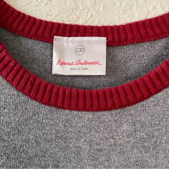 Hanna Andersson Girls Grey/Burgundy Winter Dress Size 8 - Picture 4 of 7